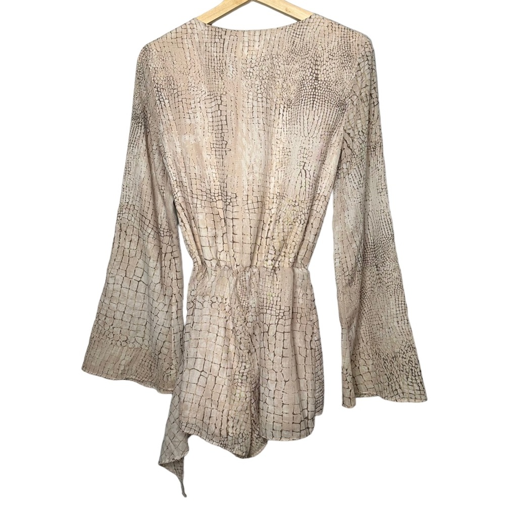 The Jetset Diaries Sobek Snakeskin Print Long Bell Sleeve Romper - Picture 5 of 6